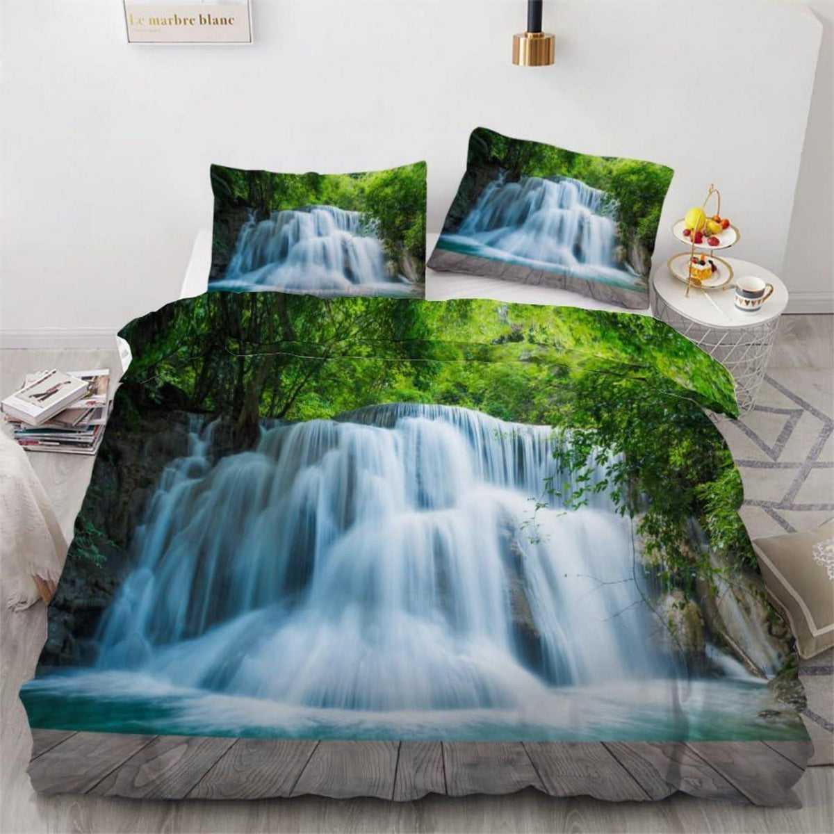 ROUSKI Wasserfall Bettwäsche Set 220x240 cm - 3-teilig Mikrofaser