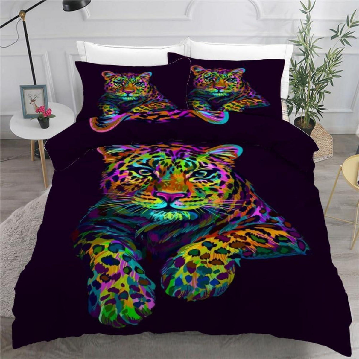 Leopard Kinderbettwäsche 135x200 cm 4tlg. Mikrofaser 3D Motiv