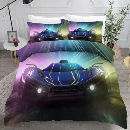 Rennwagen Kinderbettwäsche 135x200 cm 4-teilig Mikrofaser