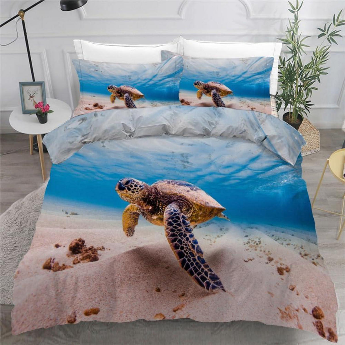 Meeresschildkröte Bettwäsche-Set 220x240 cm | 3-teilig Mikrofaser
