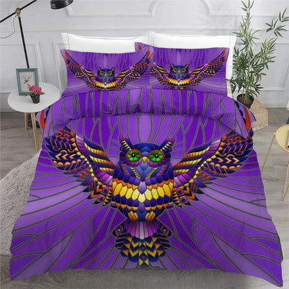 Eule 3tlg. Bettwäsche-Set Mikrofaser 220x240 cm Boho Dekor