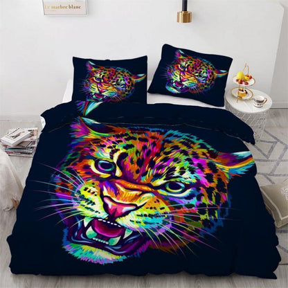 Leopard 3D Bettwäsche-Set 220x240 cm | Mikrofaser & Graffiti Design