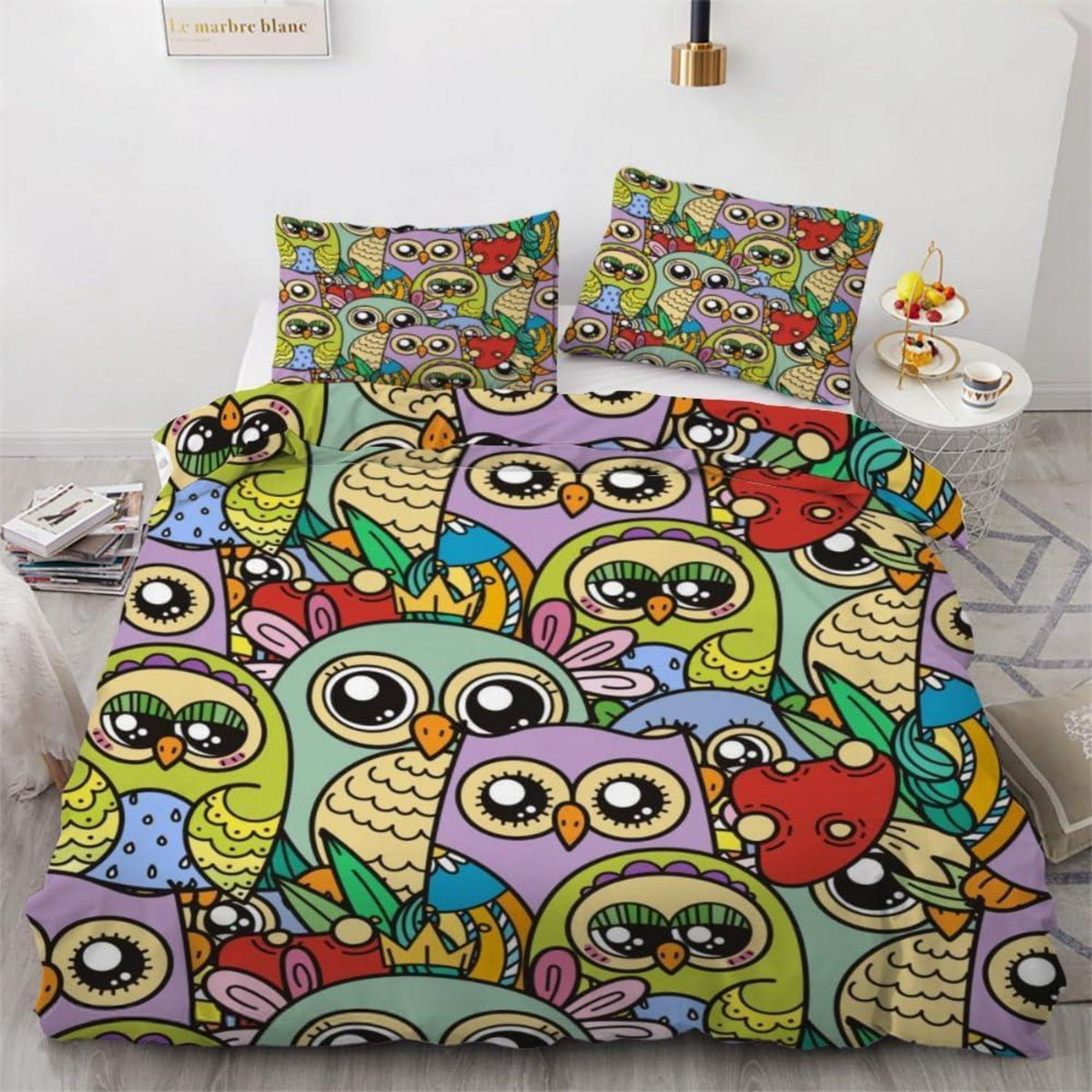 Eule Bettwäsche Set 220x240 cm - 3-teilig Mikrofaser