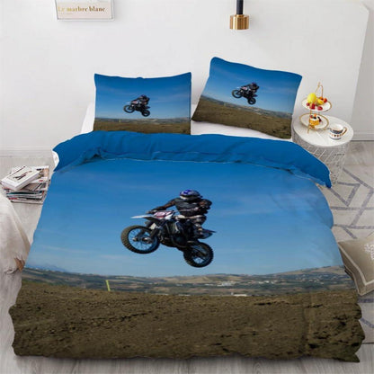 Motocross 3teilige Bettwäsche 220x240 cm – 3D Mikrofaser