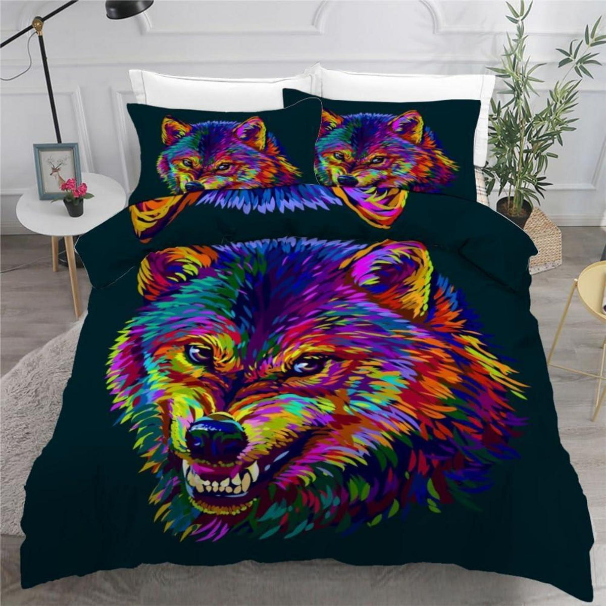 Wolf 3D Kinderbettwäsche Set 135x200 cm - Mikrofaser Bettwäsche