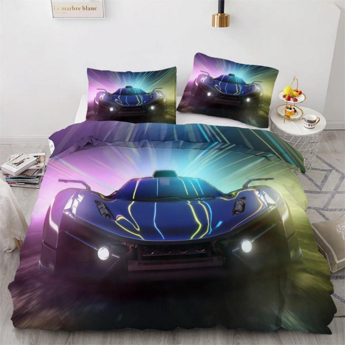 Rennwagen Bettwäsche Set 220x240 cm - 3-teilig Mikrofaser