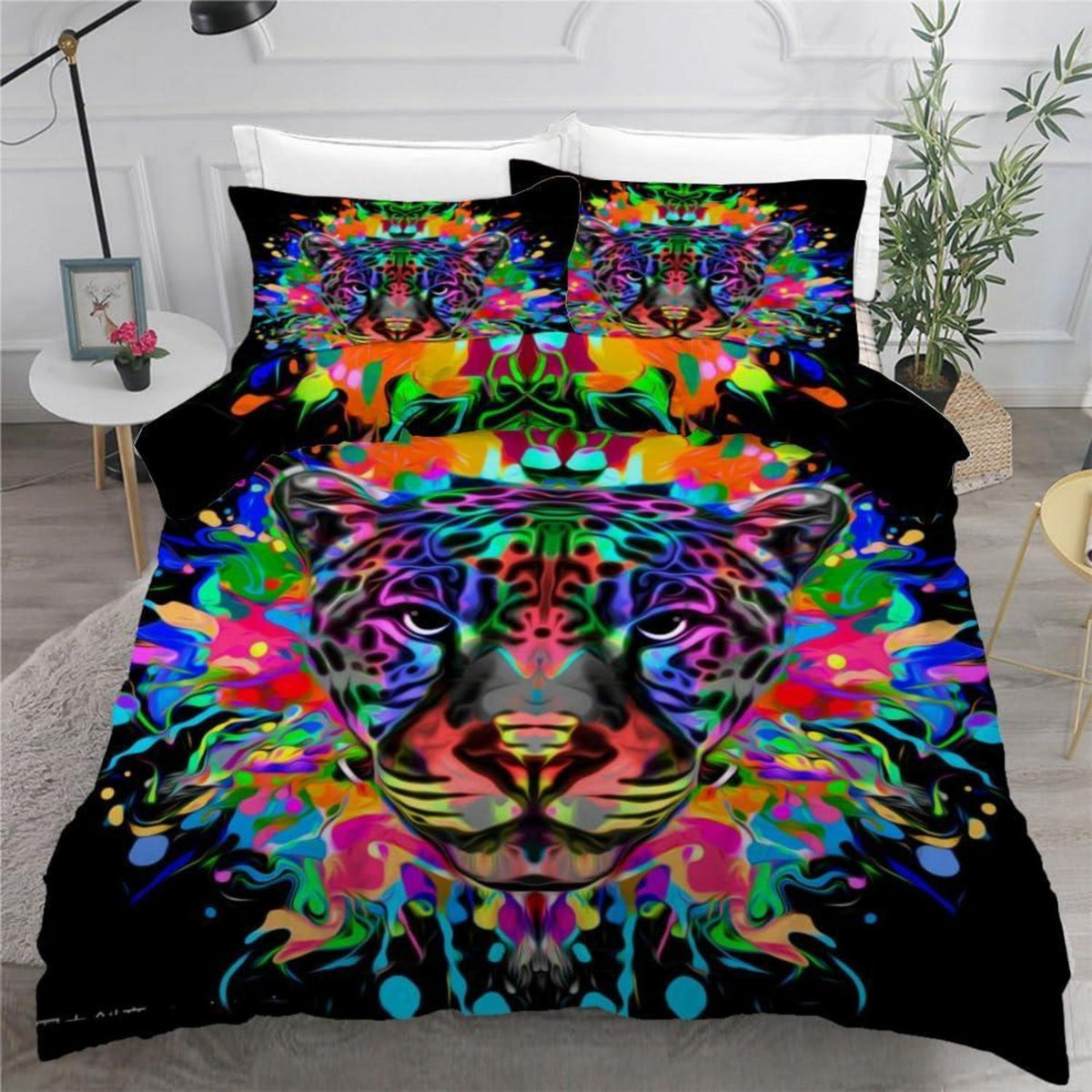Leopard Kinderbettwäsche 135x200 cm 4tlg. Mikrofaser 3D Motiv