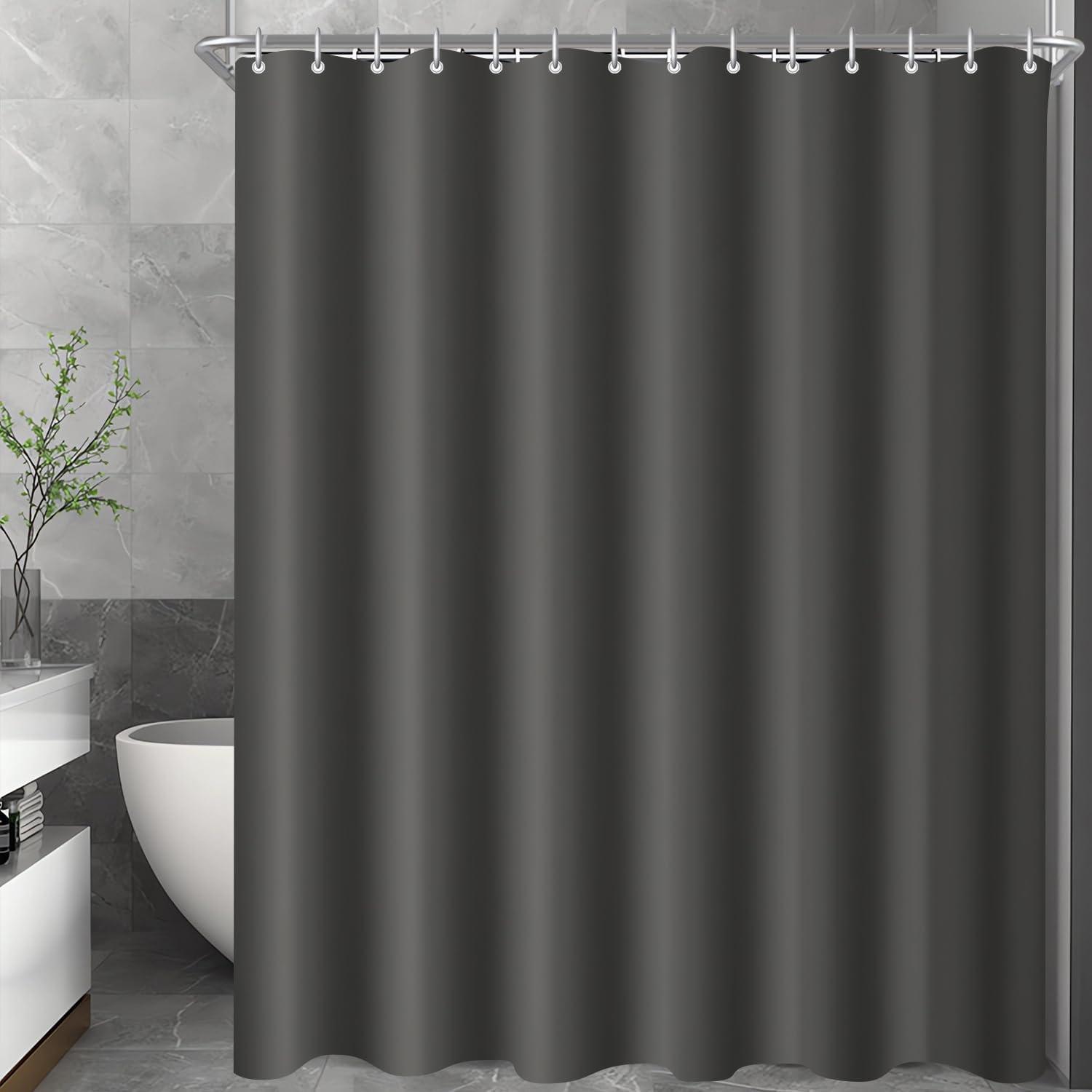 Duschvorhang Dunkelgrau 100x200cm Beschwerter Saum Textil Antischimmel wasserabweisend