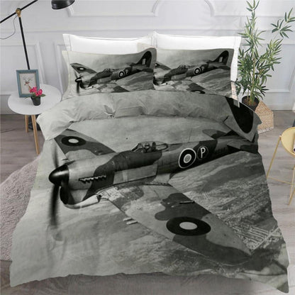 Flugzeug Bettwäsche Set 220x240 cm - 3-teilig Retro Mikrofaser