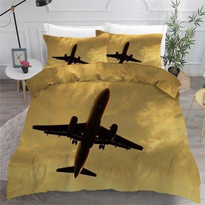 Flugzeug Bettwäsche Set 220x240 cm - 3-teilig Retro Mikrofaser