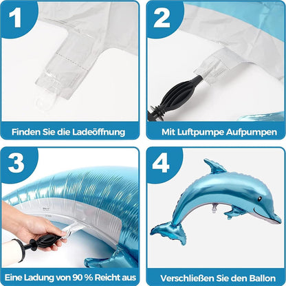Meerestiere Folienballon Set Kindergeburtstag Deko Ozean 4 Stück