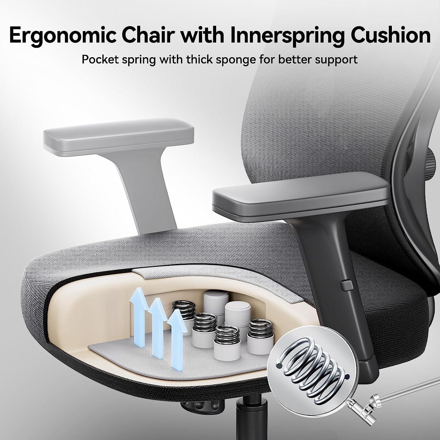 Ergonomischer Bürostuhl mit Lordosenstütze und Fußstütze