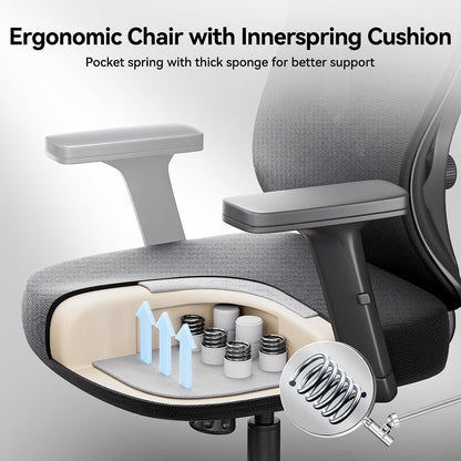 Ergonomischer Bürostuhl mit Lordosenstütze und Fußstütze