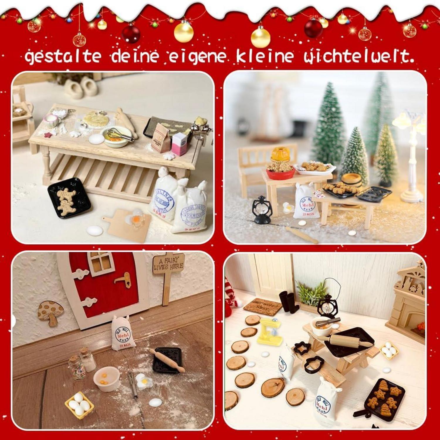 Miniatur Wichtel Backset 12tlg für Weihnachten & Puppenhaus