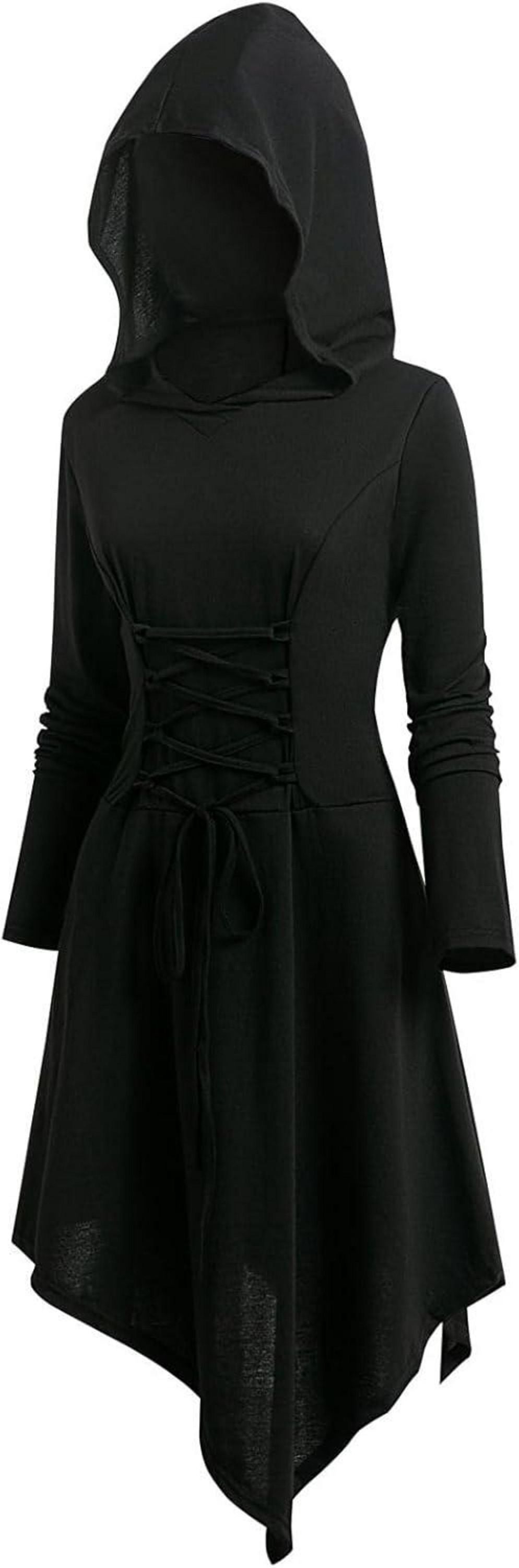 Gothic Mittelalter Halloween Kleid mit Kapuze Renaissance Kostüm