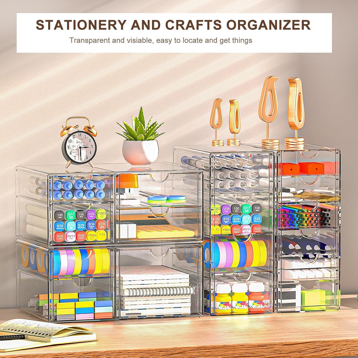 Acryl Schreibtisch Organizer 7 Schubladen Durchsichtig Make up Büro