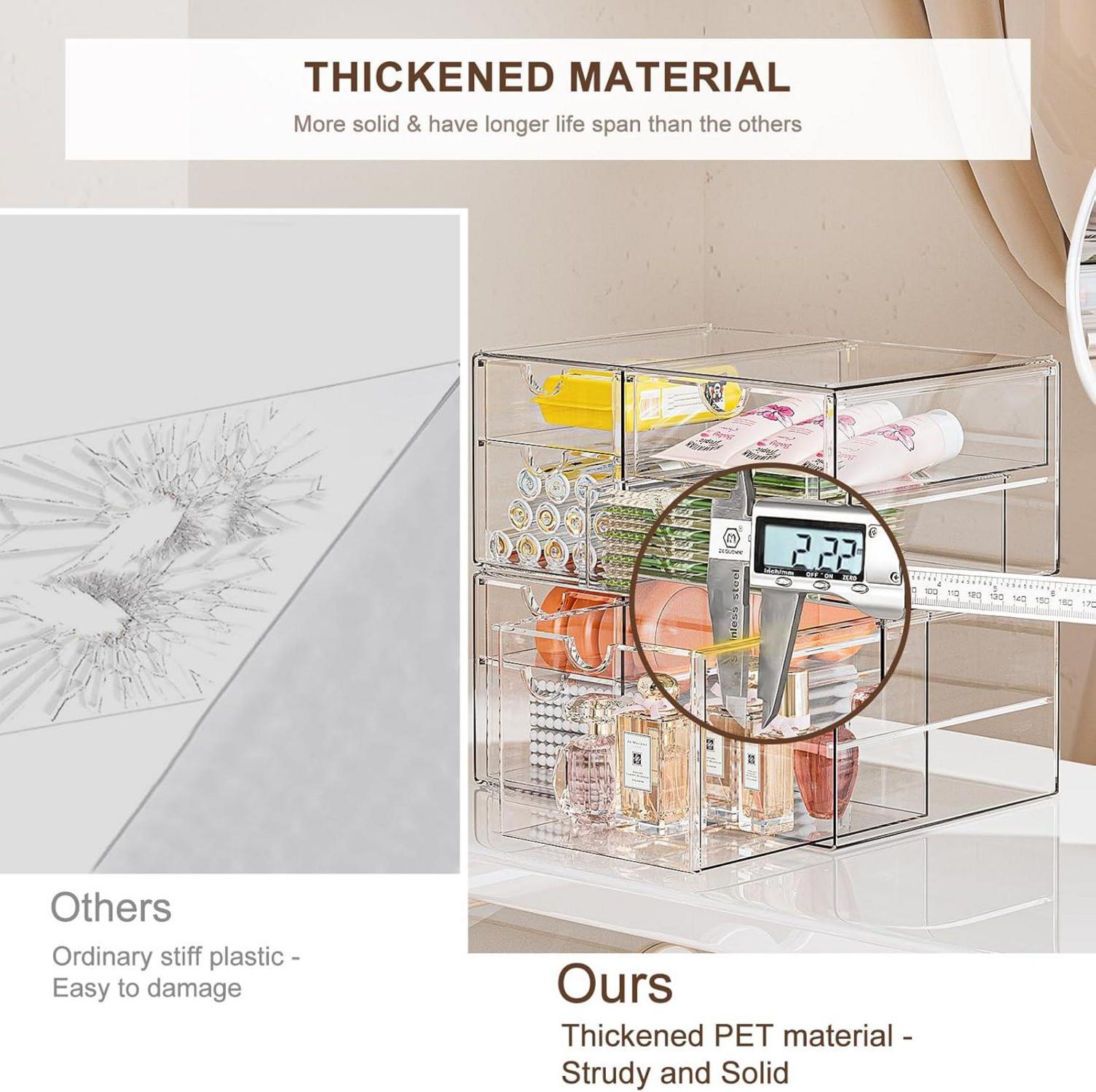 Acryl Schreibtisch Organizer mit 7 Schubladen: Transparenter Make-up und Büro Organizer