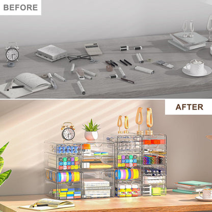 Acryl Schreibtisch Organizer 7 Schubladen Durchsichtig Makeup Kosmetik Organizer