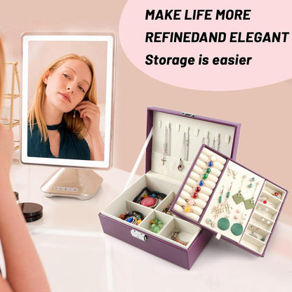 Schmuckkästchen Damen Leder groß Schmuckschatulle grün violett