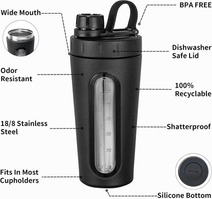 Edelstahl Protein Shaker Becher 28 oz mit 2 Schneebesen