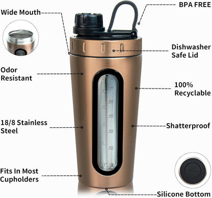 Edelstahl Shaker Flasche 28 oz Protein-Shakes 2 Schneebesen auslaufsicher
