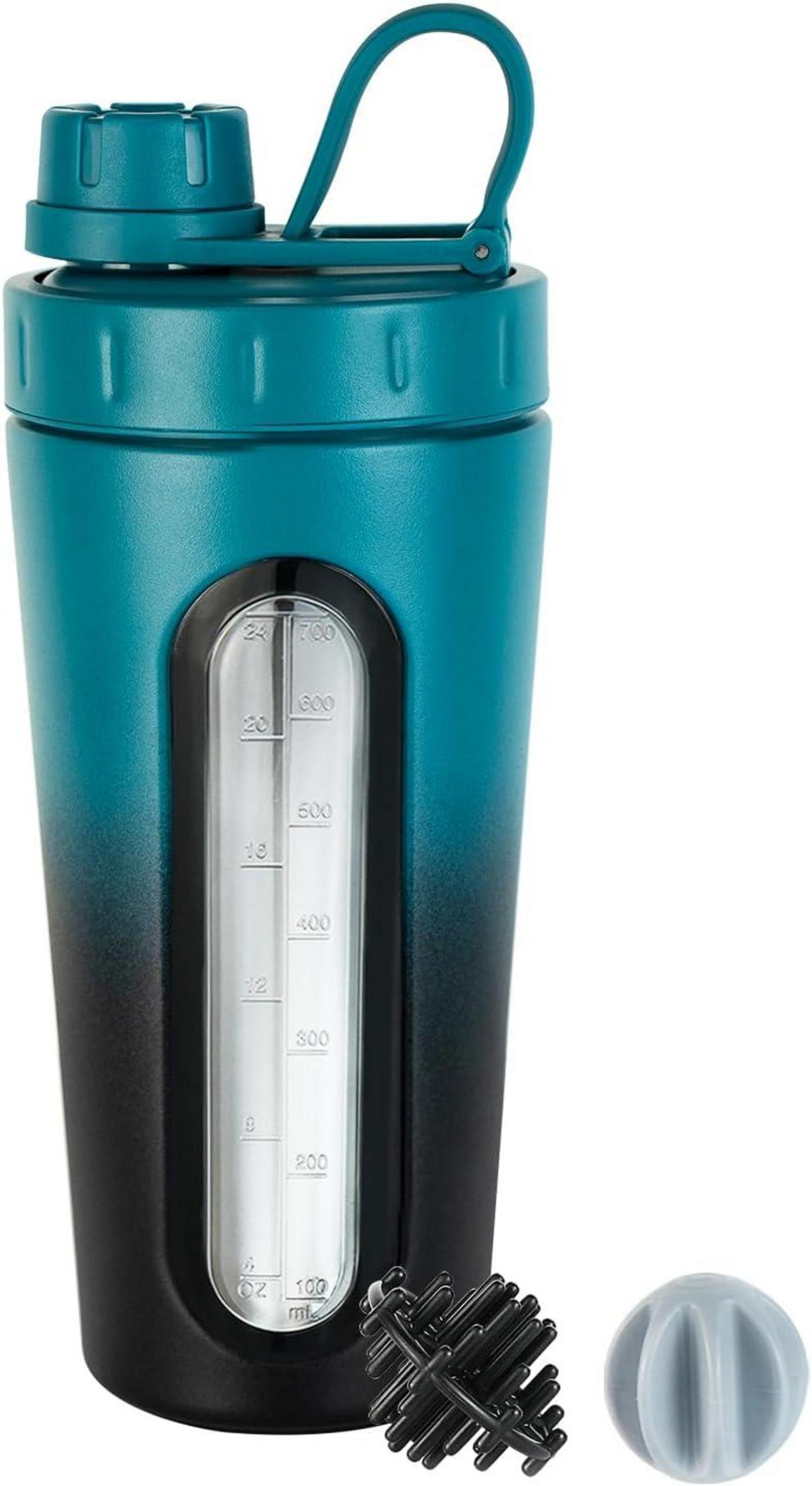 Protein Shaker Edelstahl 28 oz mit sichtbarem Fenster, 2 Kugeln