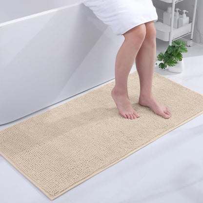Chenille Badteppich rutschfest, saugfähig, 60x120 cm Beige