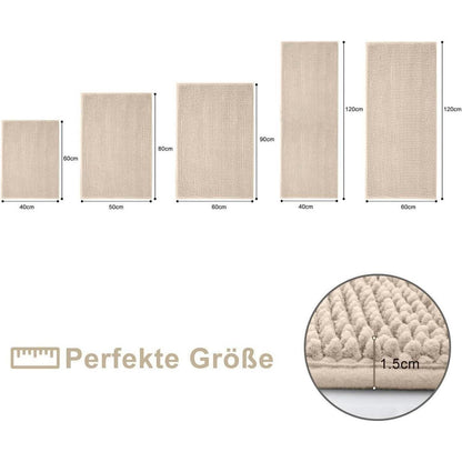 Chenille Badteppich rutschfest, saugfähig, 60x120 cm Beige
