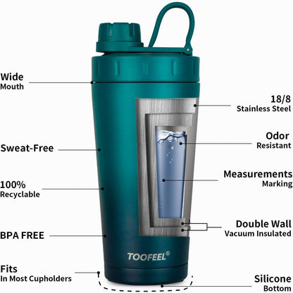 Protein Shaker Flasche 20 oz isoliert Edelstahl Gym Wasserflasche