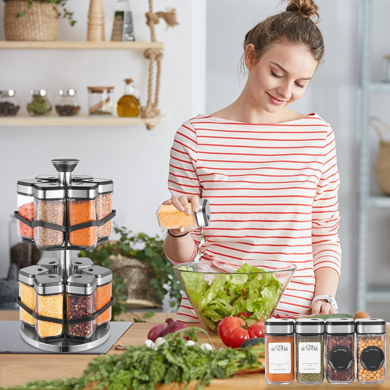 2 Etagen Gewürzregal 12 Gewürzgläser Drehbar 360° Organizer Gläser