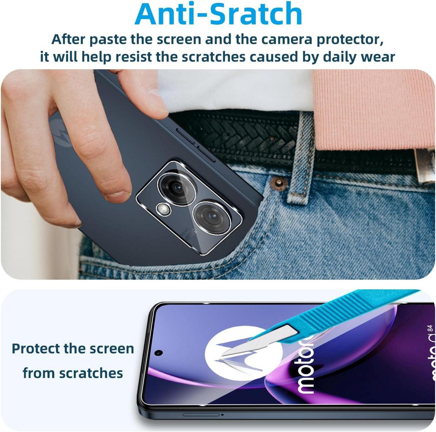 Displayschutz Panzerglas für Motorola Moto G84 5G, Kameraschutz Folie