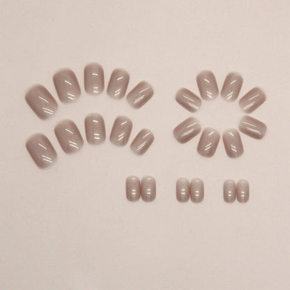 24er Set Kurze Nude Eckige Press on Nägel - Glossy