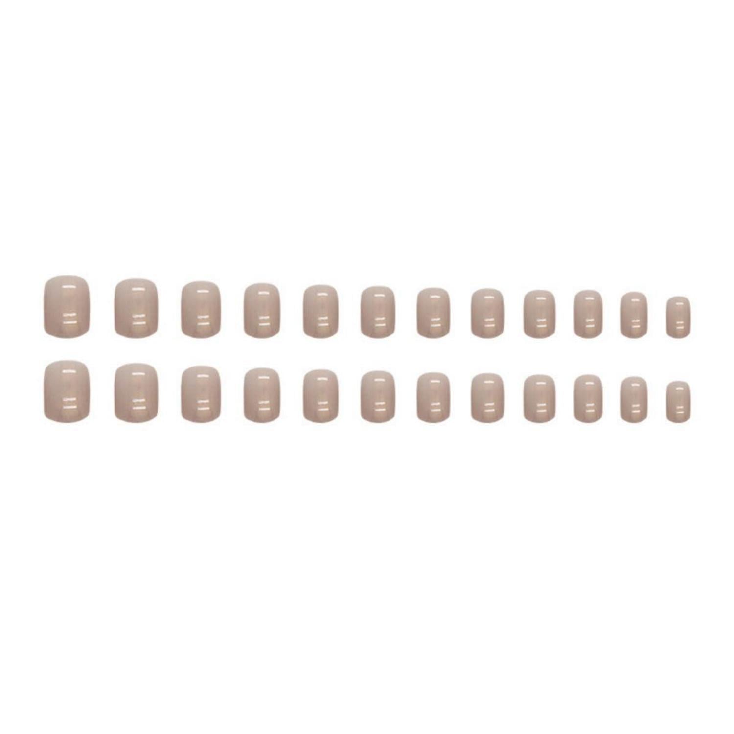 24 Stk. Kurze Nude Eckig Nägel Aufkleben Glossy Kunstnägel Fake Nails Frauen