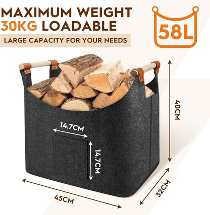 Holzkorb XL mit Filztasche und Holzgriff, faltbar