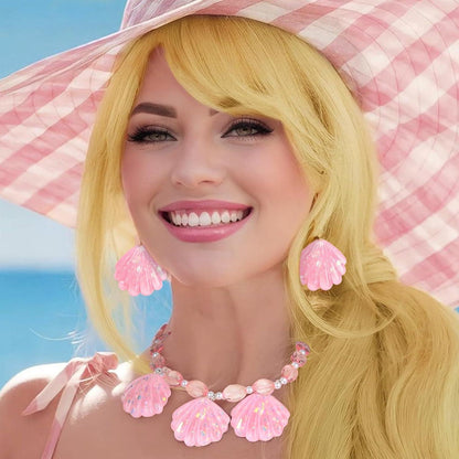 Lange Blonde Cosplay-Perücke mit Muschel-Accessoires