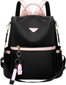 Damen Rucksack Anti Diebstahl Schwarz Nylon 28x8x17cm