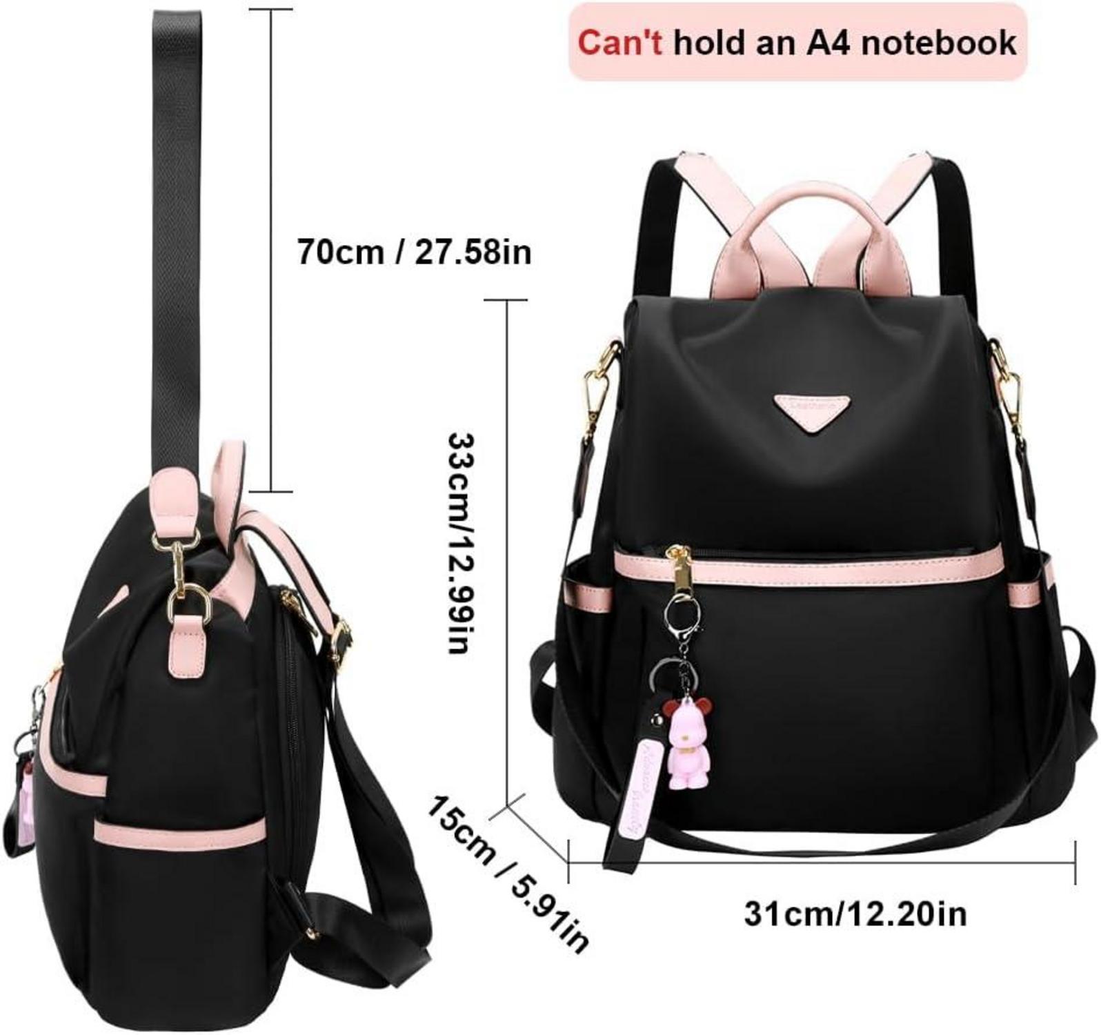 Leathario Damen Rucksack Schwarz Nylon Anti Diebstahl