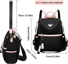 Leathario Damen Rucksack Schwarz Nylon Anti Diebstahl