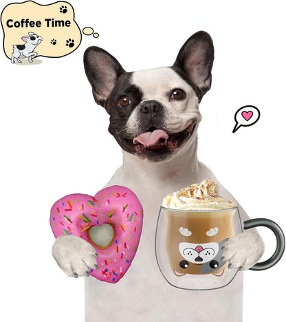 Doppelwandige Hund Tasse 280ml mit Löffel, Geschenk für Frauen Männer