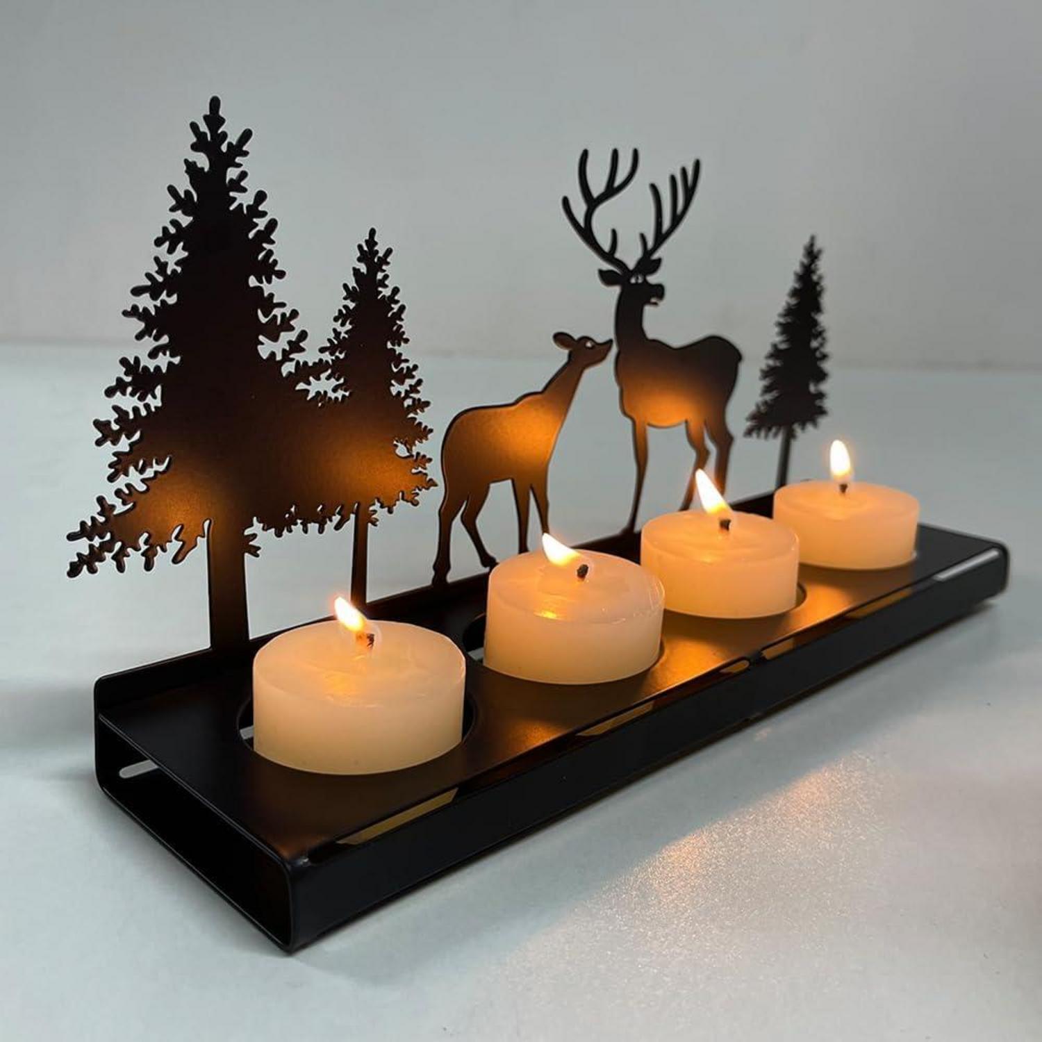 Schwarzer Kerzenhalter für Weihnachten, Metall, Vintage