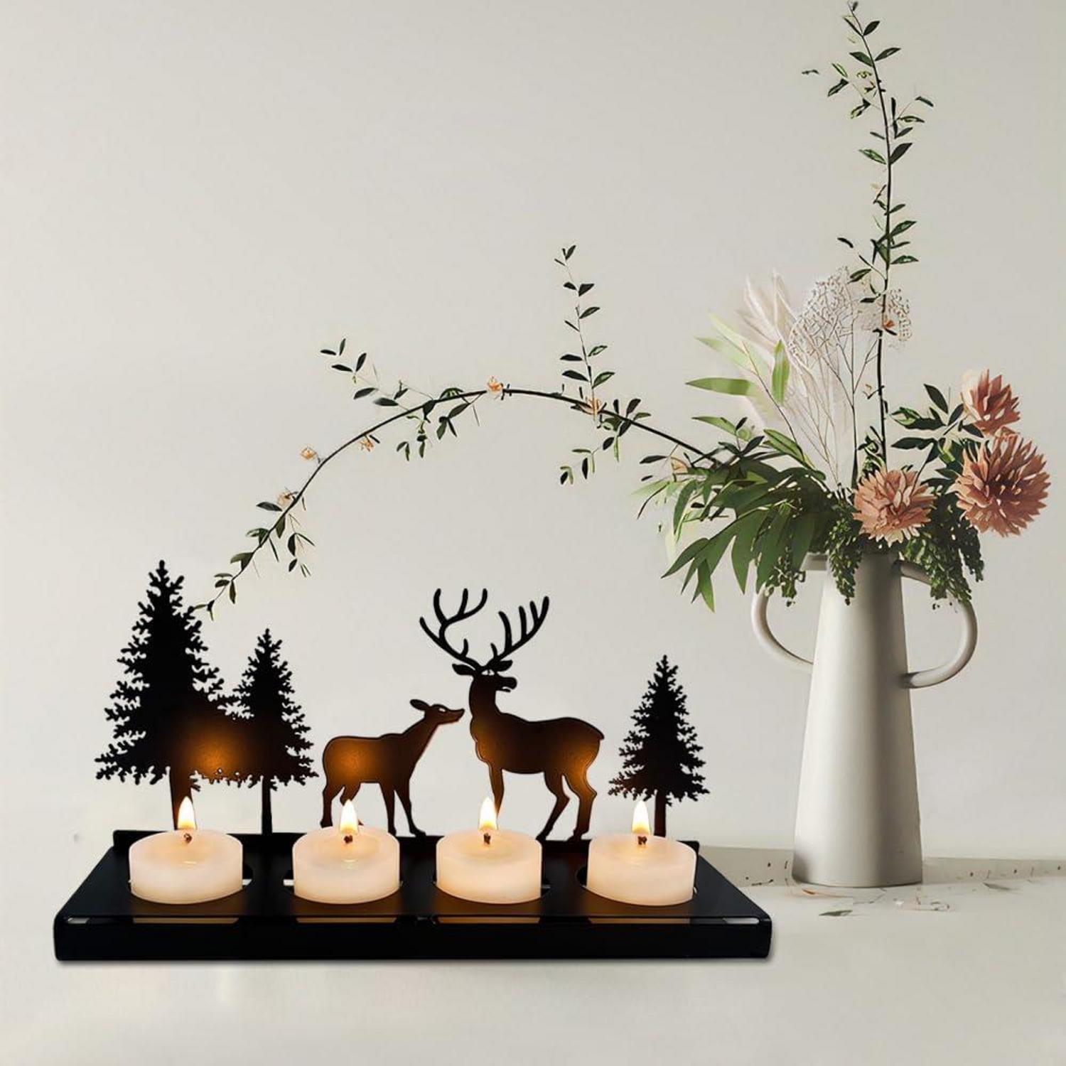 Schwarzer Adventskranz Kerzenhalter Metall Modern Amerikanisch Vintage