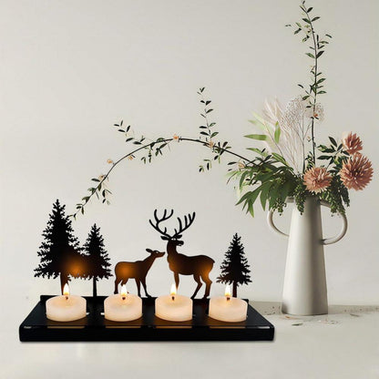 Schwarzer Adventskranz Kerzenhalter Metall Modern Amerikanisch Vintage