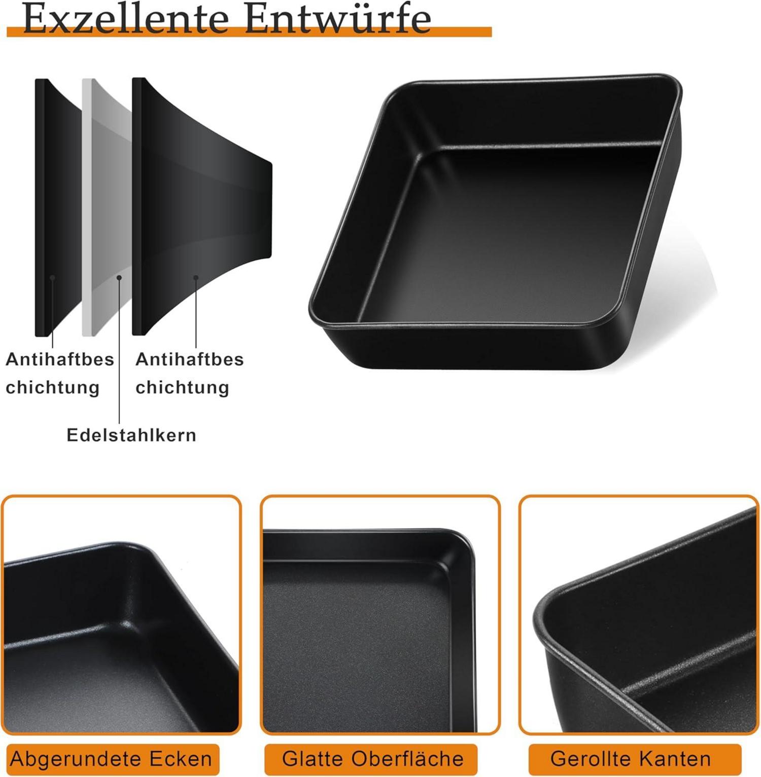 TEAMFAR Eckige Auflaufform 2er Set Edelstahl Antihaftbeschichtet