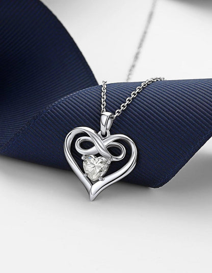 MomentWish Halskette Damen 1 Karat Moissanite Herz Rose Silber 925 mit Anhänger