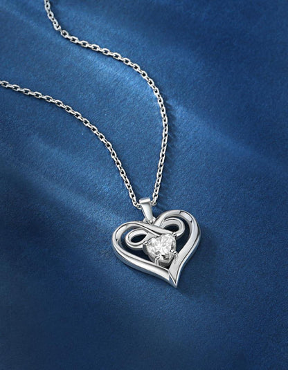 MomentWish Halskette Damen 1 Karat Moissanite Herz Rose Silber 925 mit Anhänger