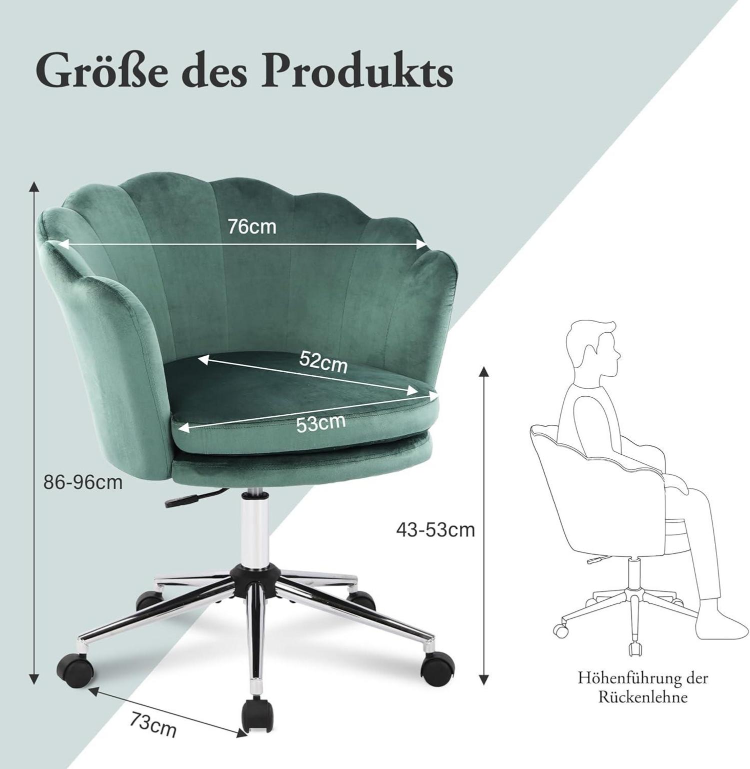 Höhenverstellbarer Bürostuhl Samt Drehstuhl mit