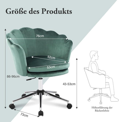 Höhenverstellbarer Bürostuhl Samt Drehstuhl mit