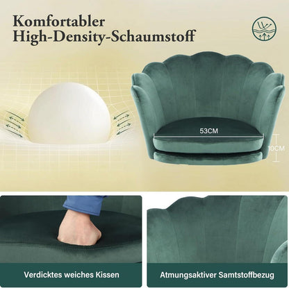 Bürostuhl Samt Dunkelgrün Höhenverstellbar Drehstuhl Rückenlehne 86-96cm