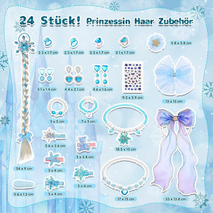 Adventskalender 2024 Schnee Thema Haarschmuck Mädchen 24