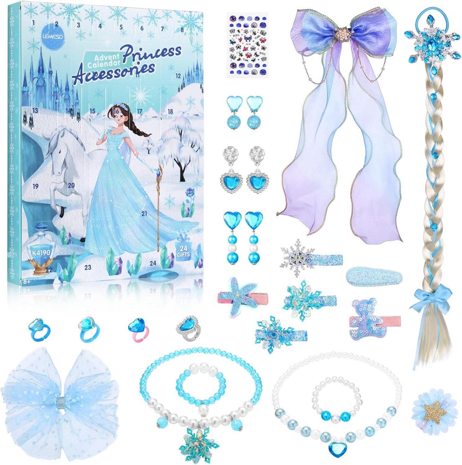 Adventskalender 2024 Schnee Thema Haarschmuck Mädchen 24